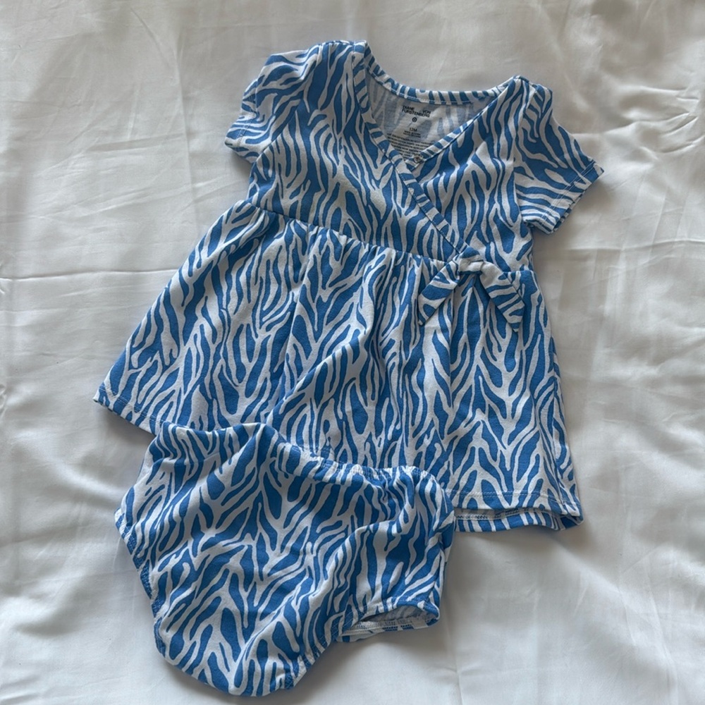 DVF for Target Baby Girl Short Sleeve Sea Twig Blue Wrap Dress 12 Months